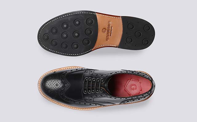 Grenson Archie Mens Brogues in Black Colorado Leather GRS113685